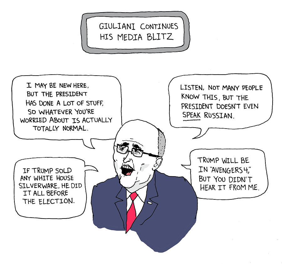 Giuliani Continues his Media Blitz Drawing by Avi Steinberg