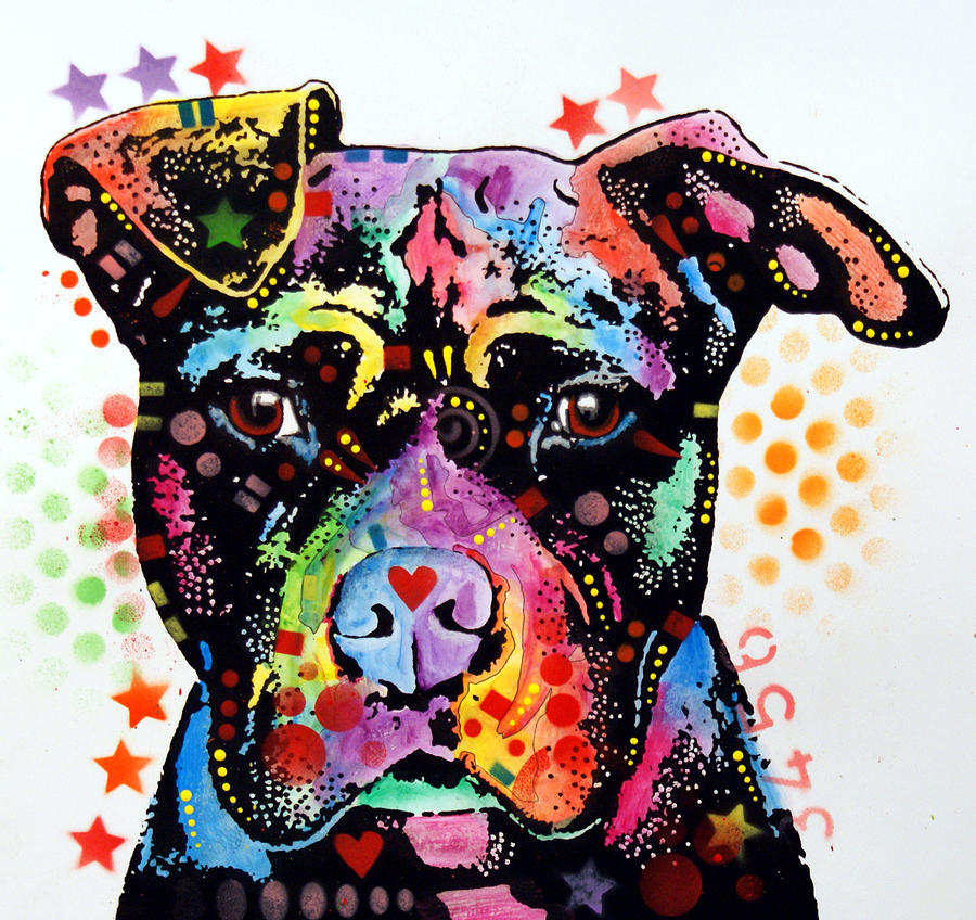 Give Love Pitbull Painting by Dean Russo Art