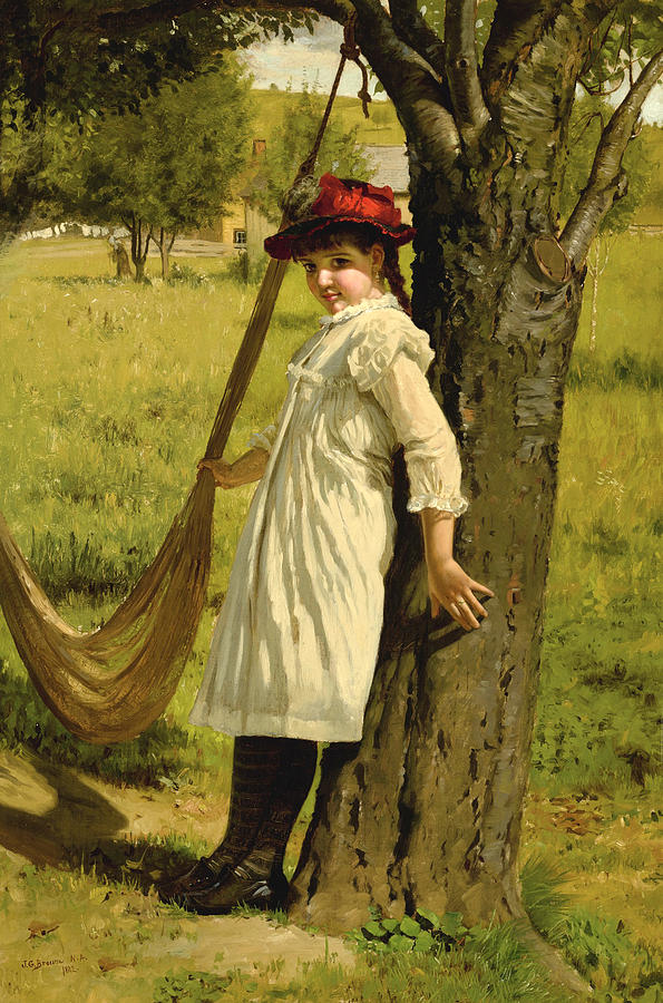 Give me a Swing? Painting by John George Brown
