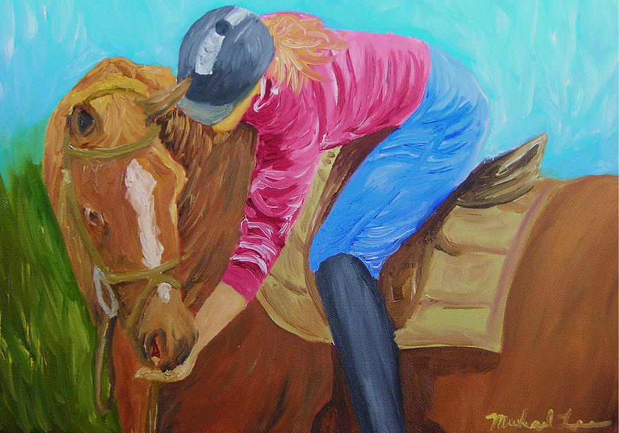 Horse Painting - Giving Sugar by Michael Lee