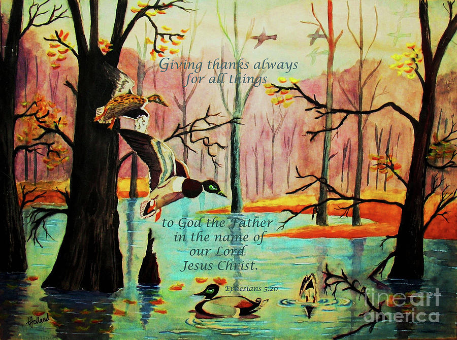 Giving Thanks Always Painting by Hazel Holland