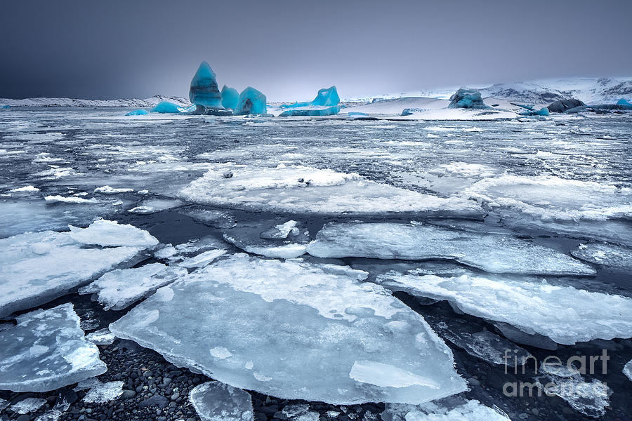 Glacial lake with icebergs Photograph by Anna Om