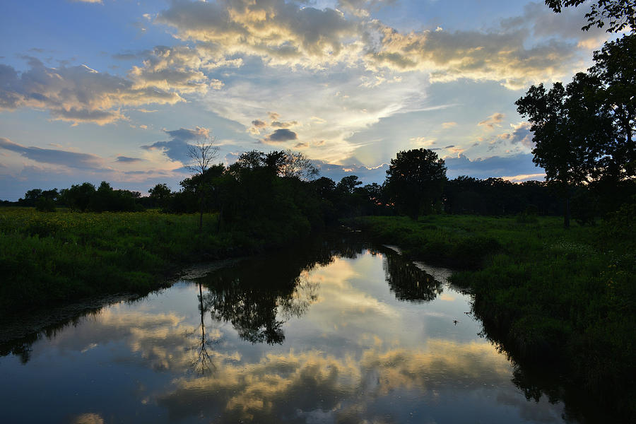 Glacial Park Sunset Reflected in Nippersink Creek Photograph by Ray Mathis