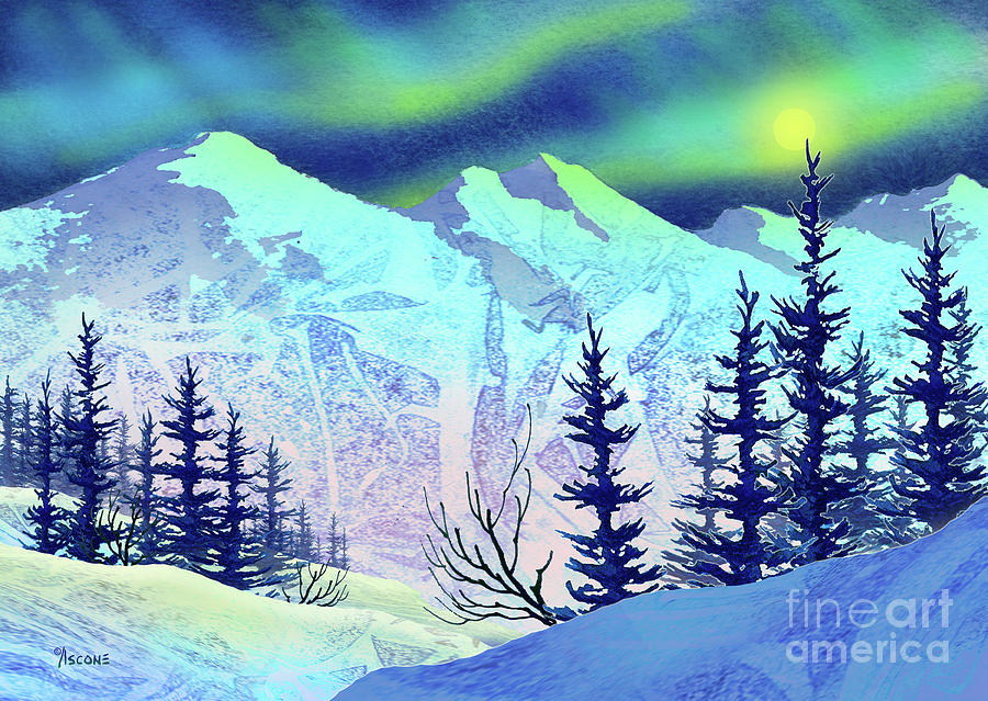 Glacier Aurora Painting by Teresa Ascone