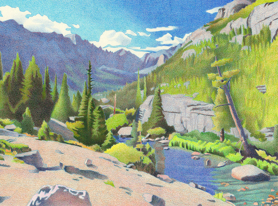 Mountain Drawing - Glacier Gorge by Dan Miller