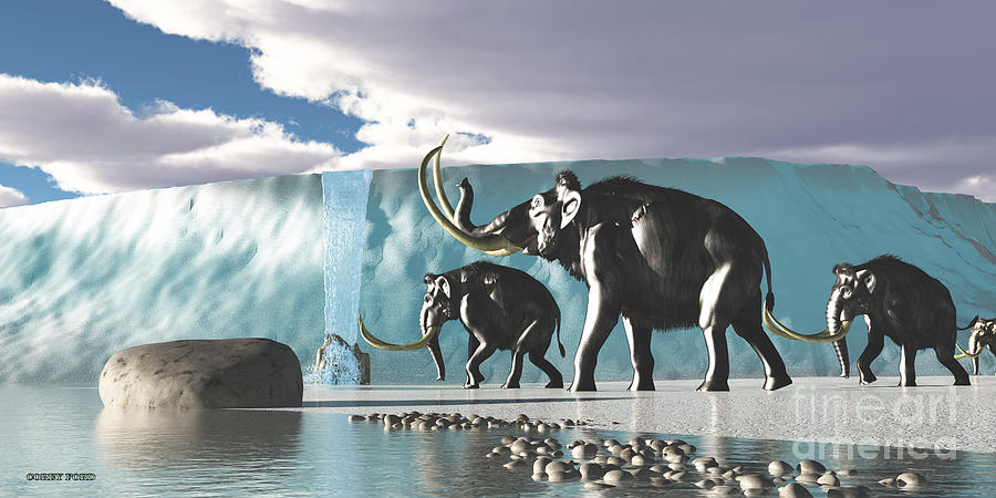 Glacier Mammoths Painting by Corey Ford