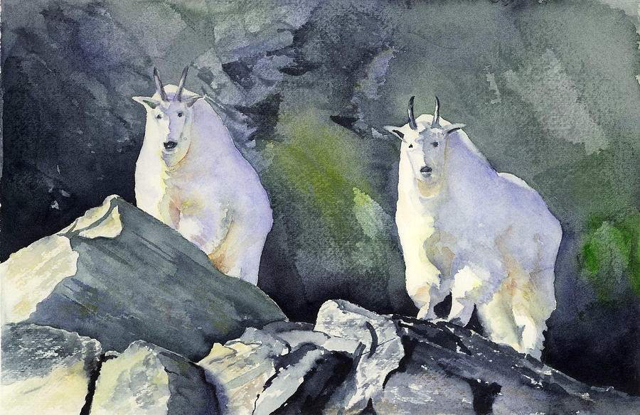 Glacier Mountaineers - Mountain Goats Painting by Marsha Karle