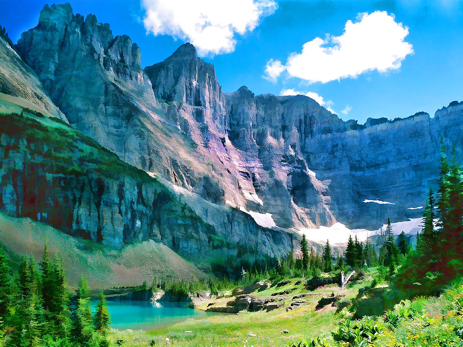 Glacier National Park Painting - Glacier National Park Montana  by Elaine Plesser