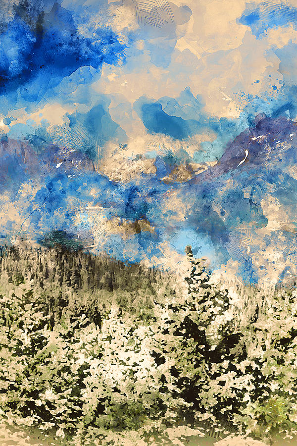Glacier National Park - Watercolor 01 Painting by AM FineArtPrints