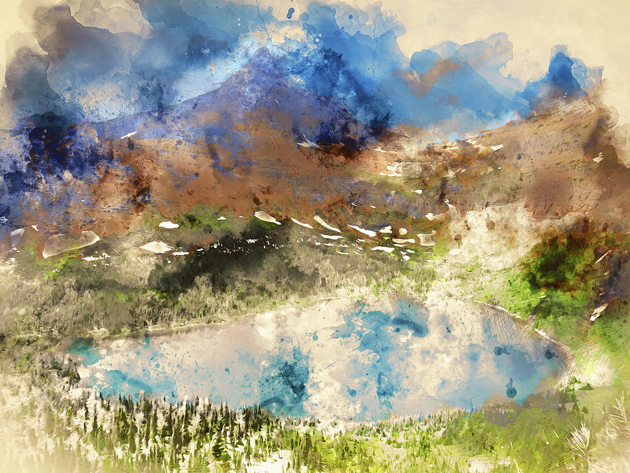 Glacier National Park - Watercolor 02 Painting by AM FineArtPrints