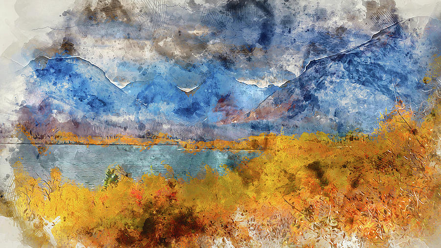 Glacier National Park - Watercolor 04 Painting by AM FineArtPrints