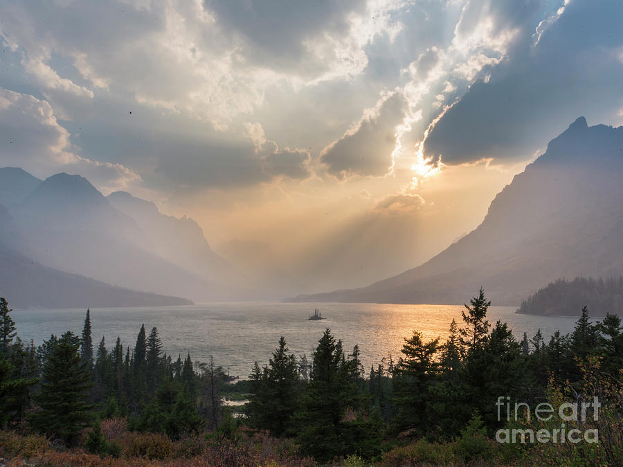 Glacier National Park Photograph - Glacier National Park Wildfire Sun by Twenty Two North Photography