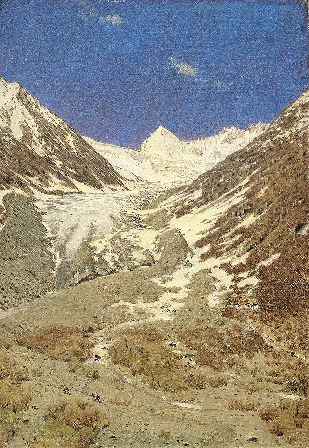 Glacier on the Road from Kashmir to Ladakh Painting by Vasily Vereschagin