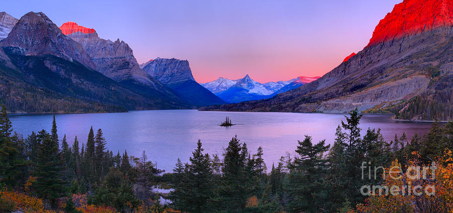Glacier St Mary Lake Sunrise Photograph by Adam Jewell