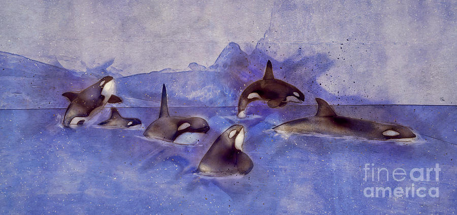 Whale Painting - Glacier Whales by Two Hivelys