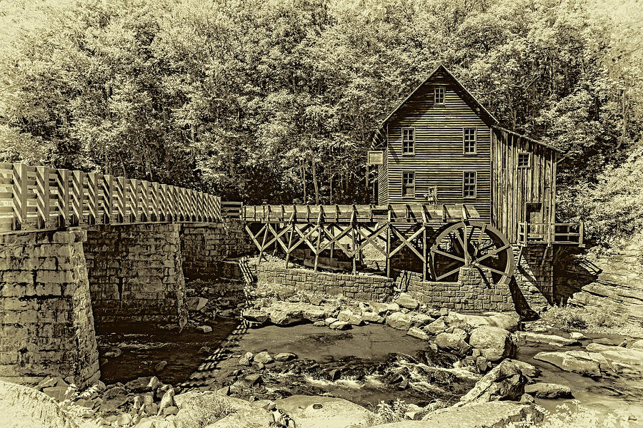 Glade Creek Grist Mill 3 - Sepia Photograph by Steve Harrington