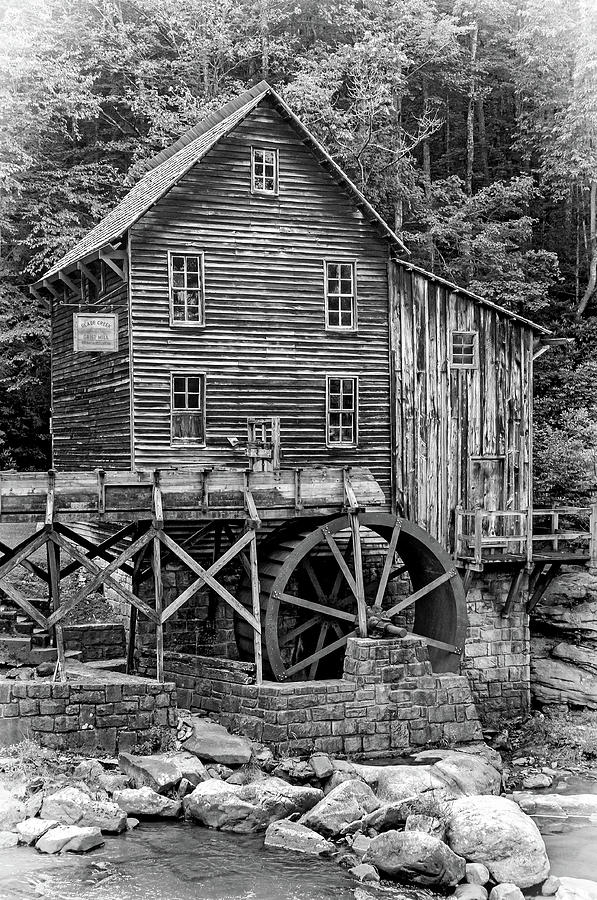 Glade Creek Grist Mill 5 Bw Photograph
