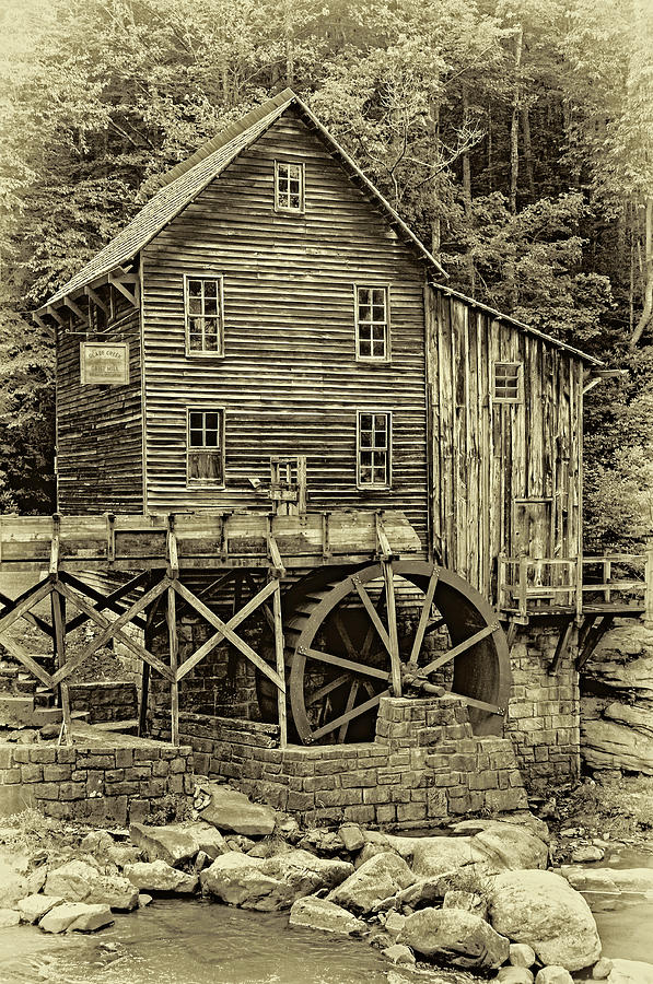 Glade Creek Grist Mill 5 - Sepia Photograph by Steve Harrington
