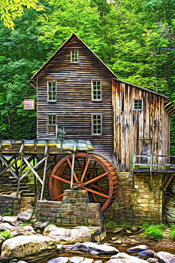 Tree Photograph - Glade Creek Grist Mill 6 - Paint by Steve Harrington