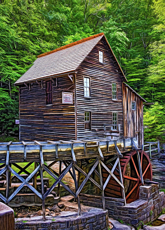 Glade Creek Grist Mill 7 - Paint Photograph by Steve Harrington
