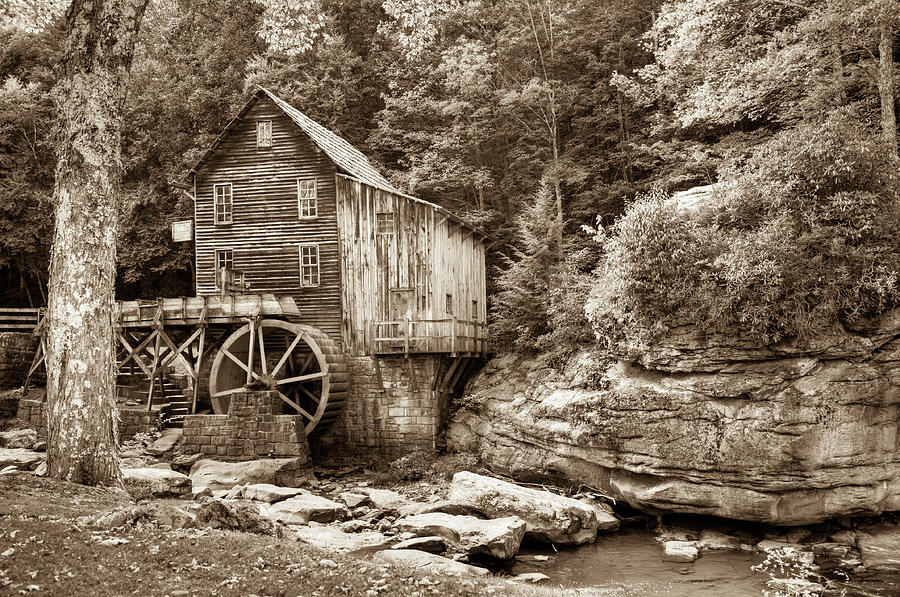 Vintage Photograph - Glade Creek Grist Mill - West Virginia - Sepia Edition  by Gregory Ballos