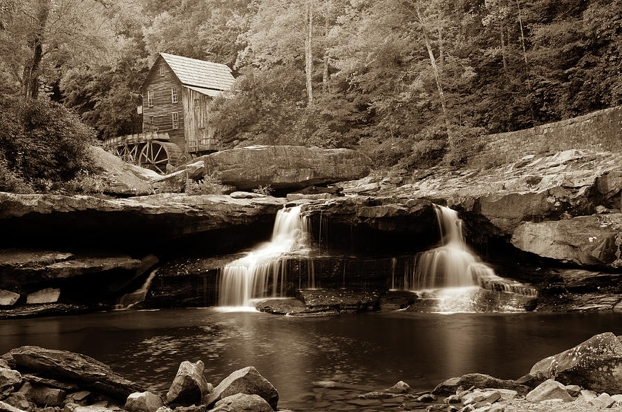 Vintage Photograph - Glade Creek Grist Mill - West Virginia - Sepia by Gregory Ballos