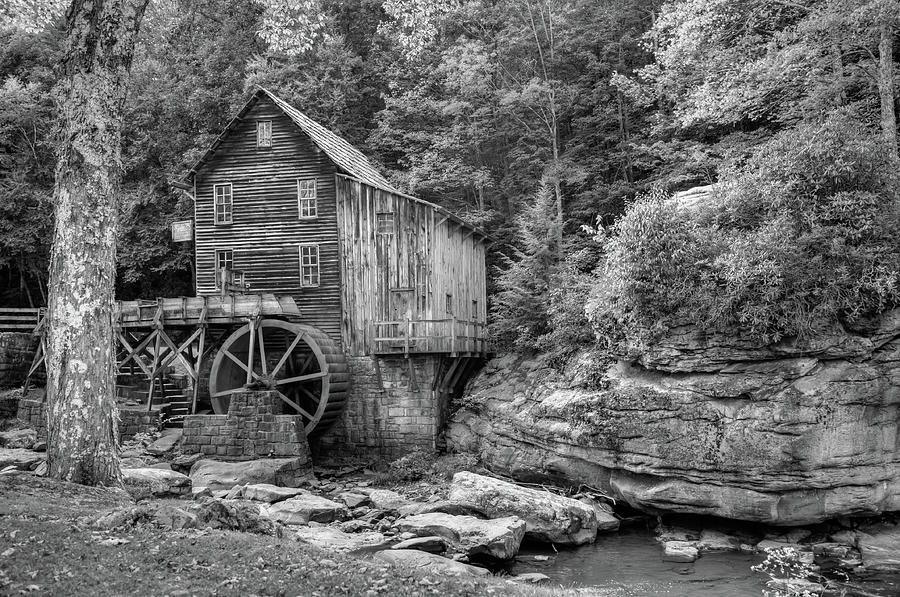 Black And White Photograph - Glade Creek Mill in Black and White - Beckley West Virginia by Gregory Ballos