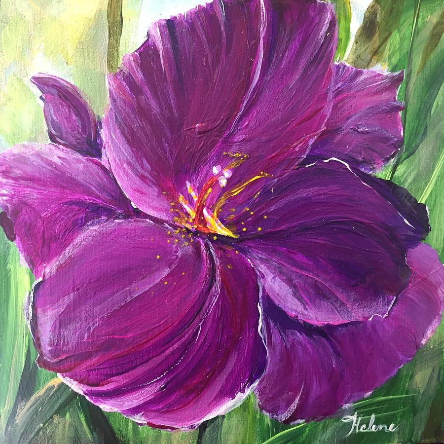 Gladiola Blossom six of nine Painting by Helene Thomason - Pixels