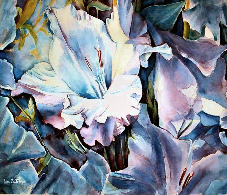 Flower Painting - Glads White  by June Conte Pryor