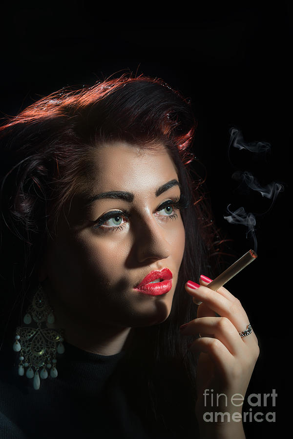 Glamorous Woman Smoking by Amanda Elwell