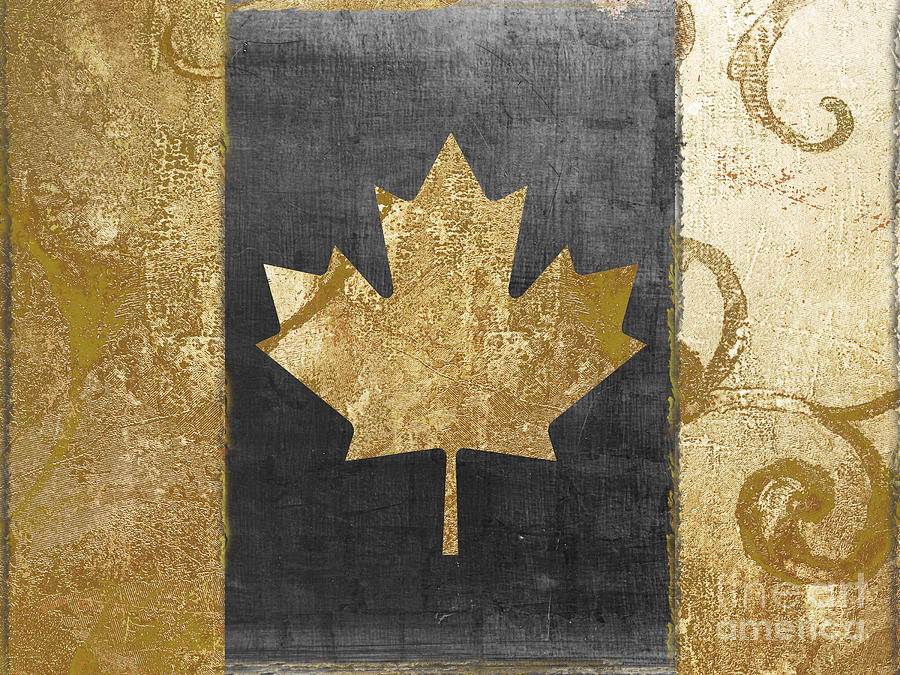 Glamour Gold Canada Flag Painting by Mindy Sommers