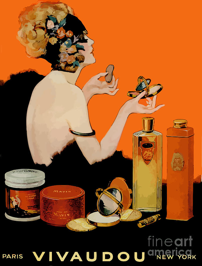 Glamour Vintage Art Deco Cosmetics Painting by Mindy Sommers