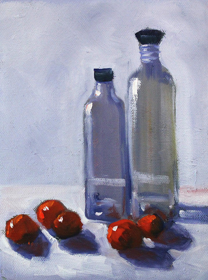 Glass and Cherries Painting by Nancy Merkle