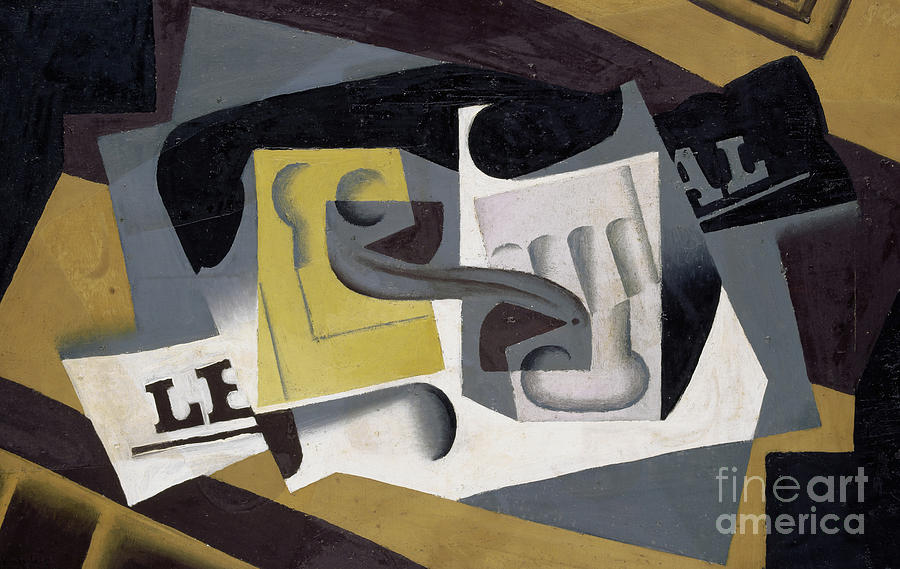 Glass and Newspaper, 1917 Painting by Juan Gris