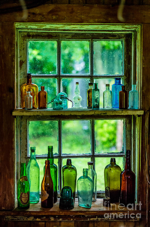 Glass Bottles in a Window Photograph by M G Whittingham