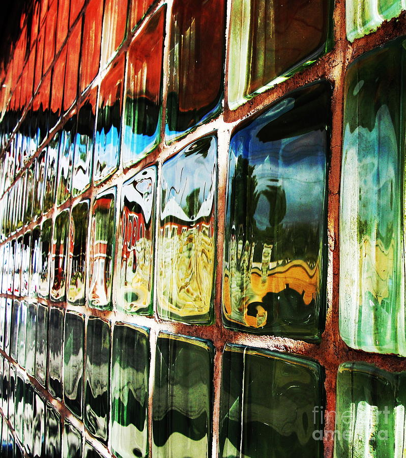 Brick Photograph - Glass Brick Abstract by Natalie Ortiz