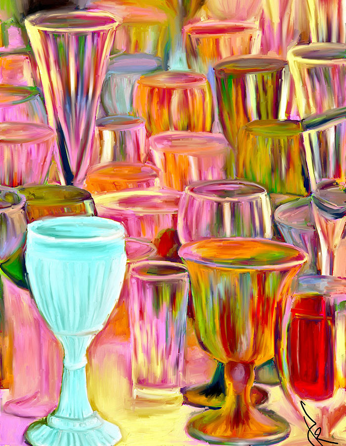 Glasses Painting - Glass Collection by Jude Reid Glasses Painting - Glass Collection by Jude Reid