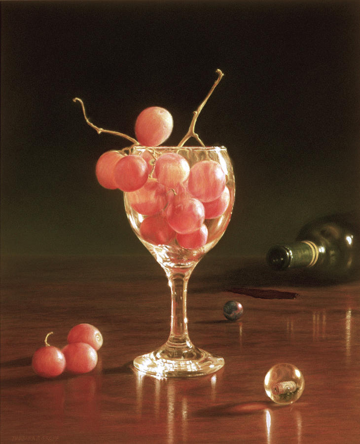 Still Life Painting - Glass Grapes and Marbles by Barbara Groff