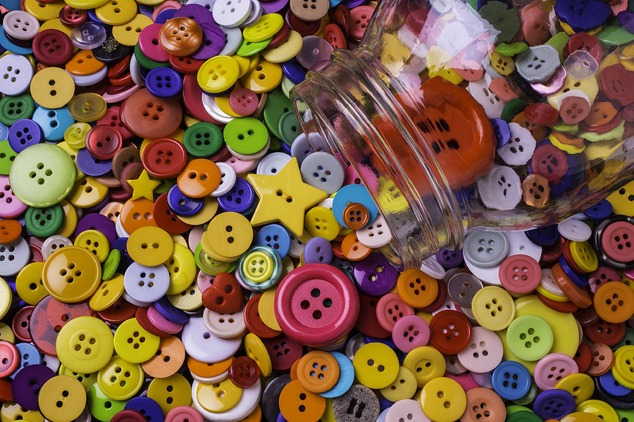 Glass Jar With Buttons Photograph by Garry Gay
