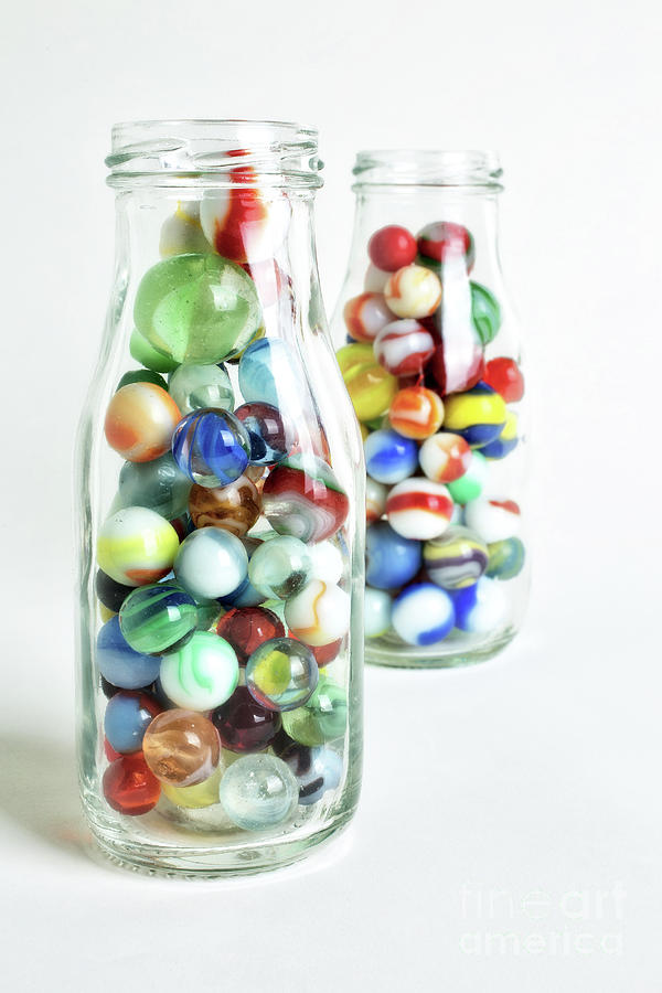 Vintage Photograph - Glass Jrs Full of Marbles Still Life Charge More by Edward Fielding
