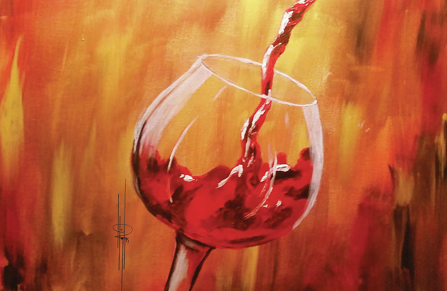 Glass of wine Painting by Tami Hughes - Fine Art America