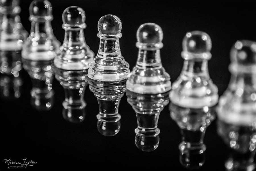 Glass Pawns Reflected - with logo Photograph by Melissa Lipton