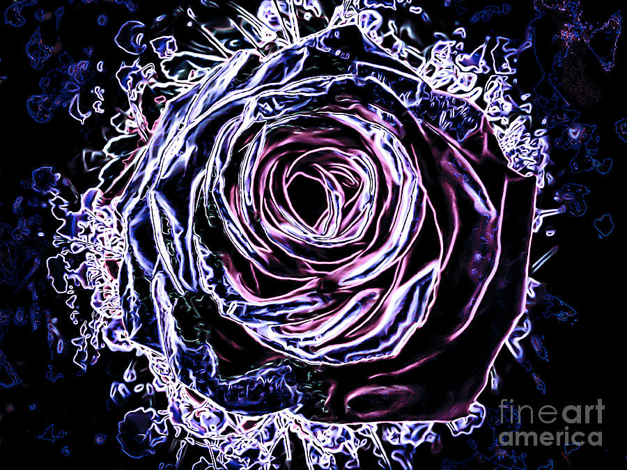 Red Neon Rose by Brenda Landdeck, neon rose 