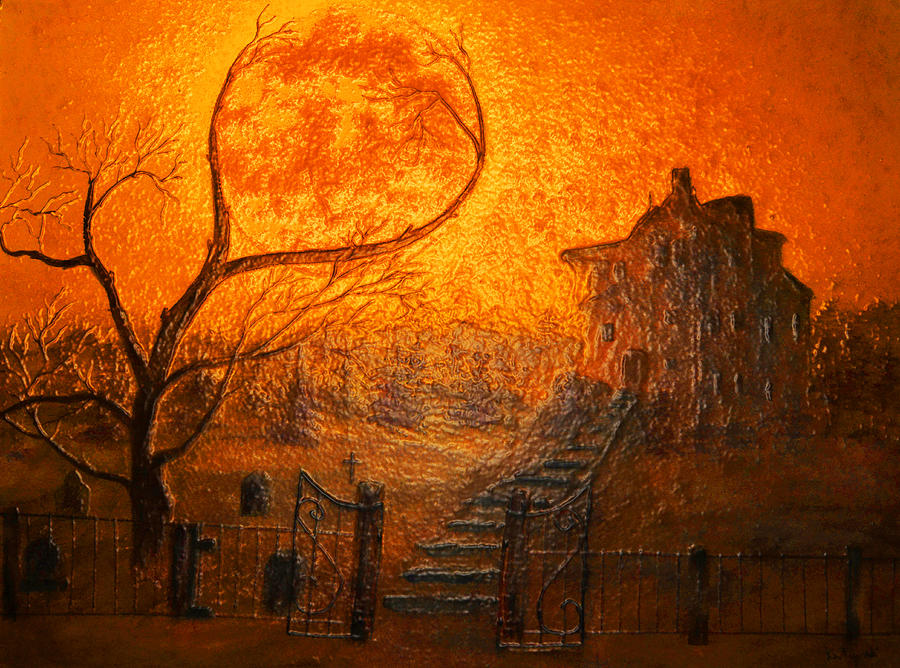 Halloween Movie Painting - Glass Spooky Moon  by Ken Figurski