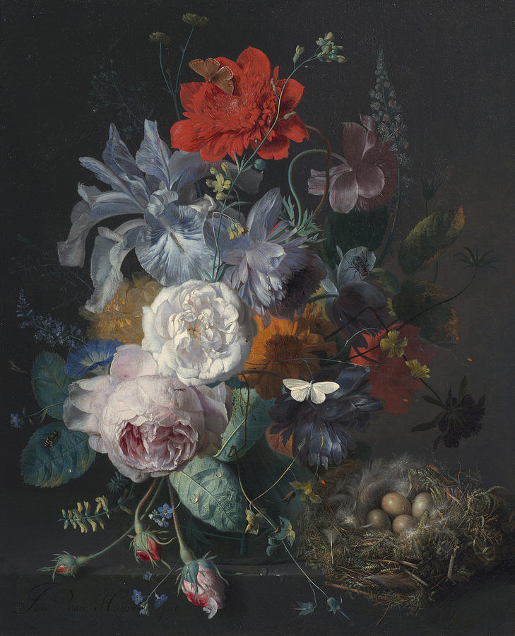 Glass Vase with Flowers Painting by Jan van Huysum