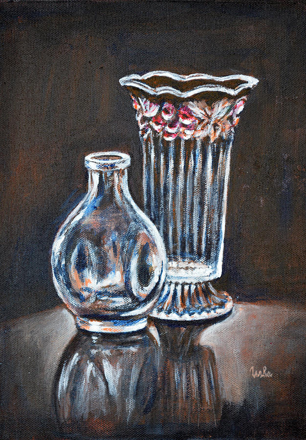 Still Life Painting - Glass Vases-Still Life by Usha Shantharam