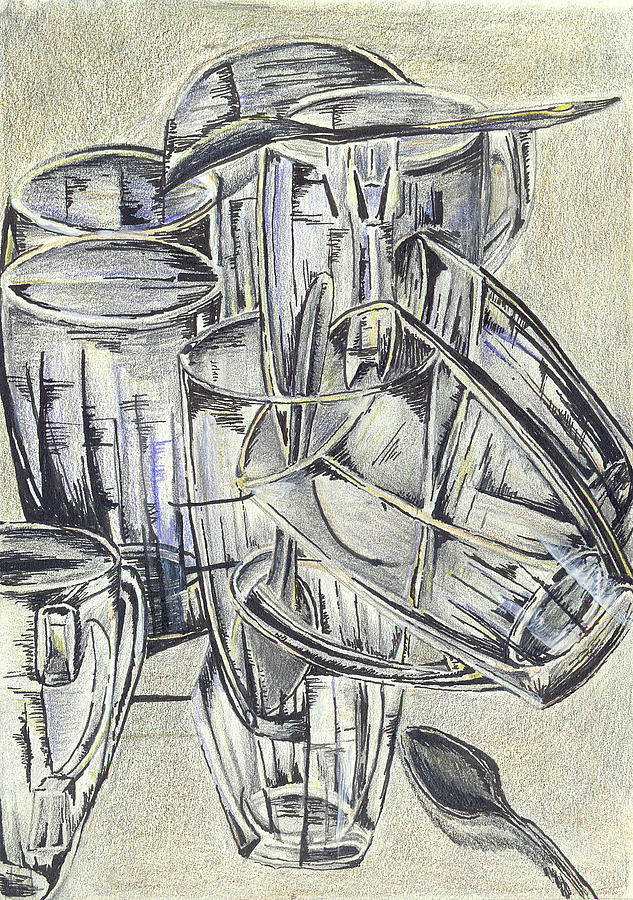 Glasses Drawing by Medea Ioseliani