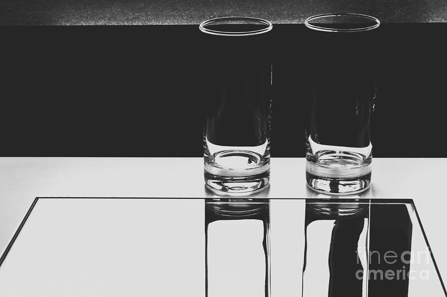 Abstract Photograph - Glasses on a table BW by Iryna Liveoak