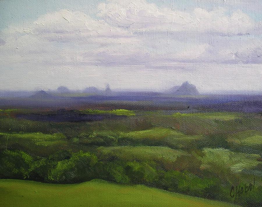 Glasshouse Mountains Queensland Painting by Chris Hobel
