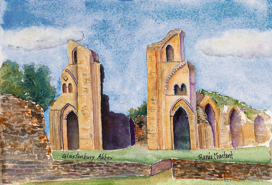 Castle Painting - Glastonbury Abbey by Renee Chastant